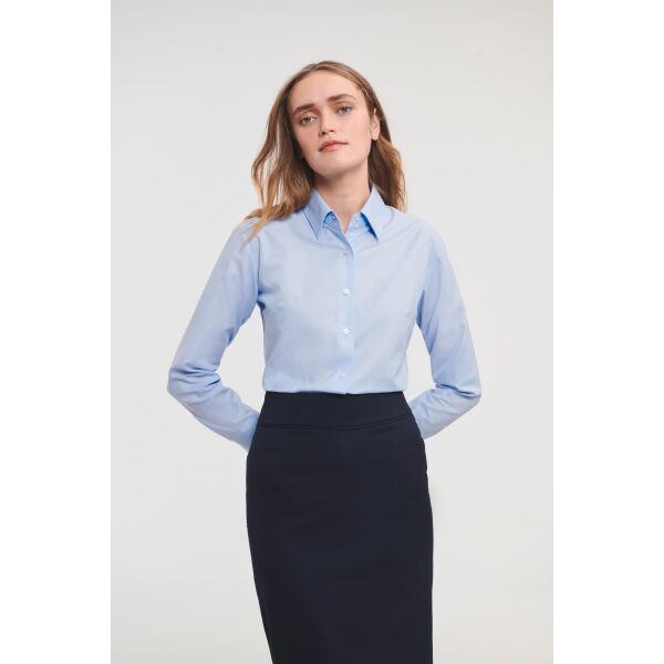 Ladies' Long Sleeve Easy Care Oxford Shirt Bright Navy 4XL Ladies' Long Sleeve Easy Care Oxford Shirt Bright Navy 4XL