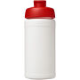 Baseline 500 ml gerecyclede drinkfles met klapdeksel - Wit/Rood