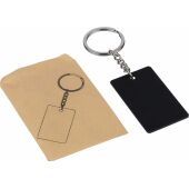 Recyclede roestvrijstalen rechthoekige sleutelhanger Jax zwart
