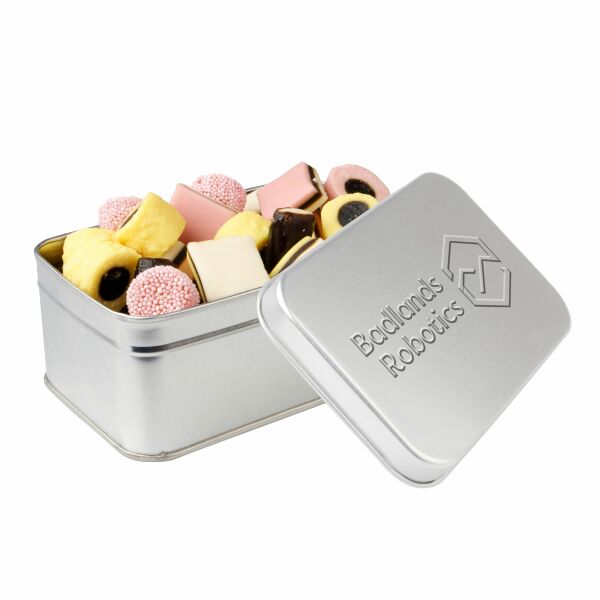 Rechthoekig blik met embossing Zilver Engels drop Rechthoekig blik met embossing Zilver Engels drop