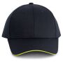 Contrasterende sandwichpet 6 panelen Oeko-Tex Navy/Fluorescent Yellow one size
