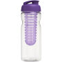 H2O Active® Base 650 ml sportfles en infuser met flipcapdeksel - Transparant/Paars