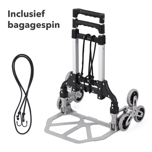 PACKAWAY Steekwagen 70 kg - opvouwbaar - trapwielen - telescopisch handvat - aluminium