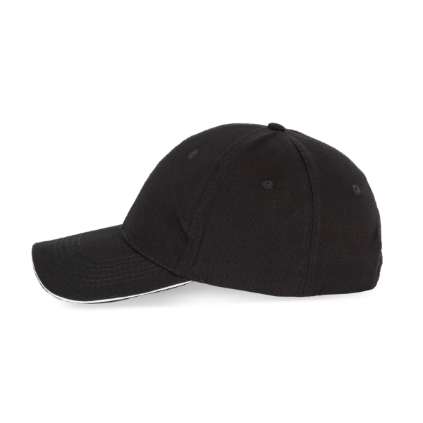 6-Panel-Kappe mit Kontrast-Sandwichschirm Black / White One Size 6-Panel-Kappe mit Kontrast-Sandwichschirm Black / White One Size