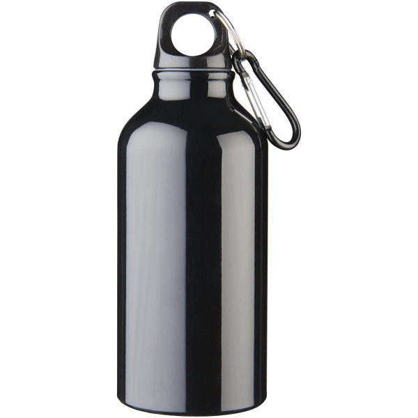 Oregon 400 ml RCS certified recycled aluminium water bottle with carabiner - Solid black