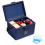 Brisby Koelbox - Frigobox - Coolbox - Auto - Lichtgewicht - Broodtrommel - 12L - 2 Gratis koelelementen van 450ml per stuk -  Incl. Dividers Snijplanken - Bieropener - Flesopener - Max. 40 uur isolatie - Blauw