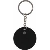 Recyclede roestvrijstalen ronde sleutelhanger Risa zwart