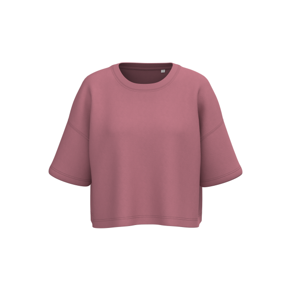 Cropped damessweater met korte mouwen en ronde hals