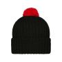 Knitted Cap with Pompon black/red