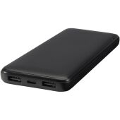 Adhil powerbank van 10.000 mAh 10 W van gerecycled plastic met 2 ingebouwde kabels - Zwart Adhil powerbank van 10.000 mAh 10 W van gerecycled plastic met 2 ingebouwde kabels - Zwart