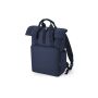 RECYCLED TWIN HANDLE ROLL-TOP LAPTOP BACKPACK, NAVY DUSK, One size, BAG BASE