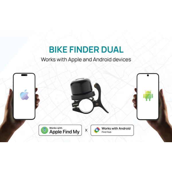 Bikefinder Dual RCS Fahrradklingel mit weltweiter Ortung, schwarz Bikefinder Dual RCS Fahrradklingel mit weltweiter Ortung, schwarz