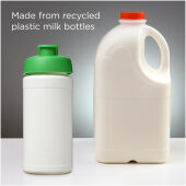 Baseline 500 ml gerecyclede drinkfles met klapdeksel - Wit/Groen