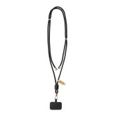 CarryLoop RCS rPET verstelbare lanyard met telefoonhouder, zwart