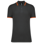 Herenpolo met korte mouwen en contrasterende bies Dark Grey / Orange S