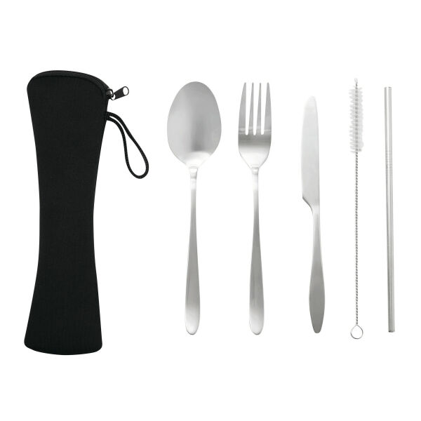 STELLOKIT - Stainless steel cutlery set, 5 components black, silver STELLOKIT - Stainless steel cutlery set, 5 components black, silver