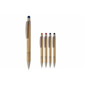 Balpen bamboe en tarwestro met stylus - Beige / Zwart