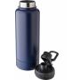 Roestvrijstalen dubbelwandige 1000 ml drinkfles Nathaniel zwart