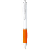 Nash balpen met witte houder en gekleurde grip (blauwe inkt) - Wit/Oranje