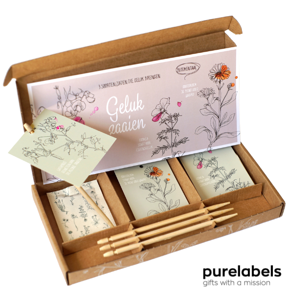 Cadeau pakket  | Zadenpakket geluk zaaien | Brievenbus cadeau 