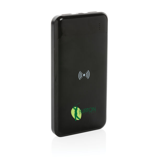 RCS standaard recycled plastic wireless powerbank, zwart RCS standaard recycled plastic wireless powerbank, zwart