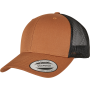 Tweekleurige Retro Truckerpet Caramel / Black One Size