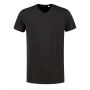 L&S T-shirt V-neck fine cotton elastane Dark Grey-extra longer length-S