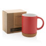 Keramische mok met kurken bodem 280 ml, rood