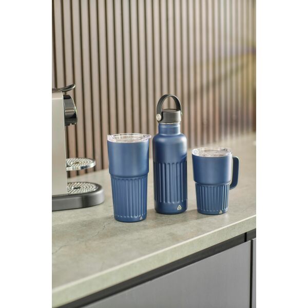 Gerecyclede roestvrijstalen dubbelwandige drinkmok (500 ml) Kael zwart Gerecyclede roestvrijstalen dubbelwandige drinkmok (500 ml) Kael zwart