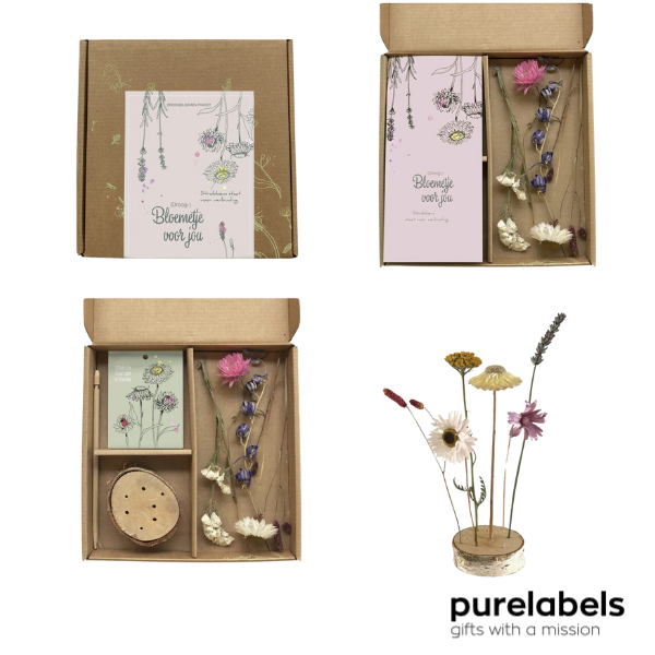 Cadeau pakket droogbloemen | Bloemetje voor Jou | Origineel bedankje brievenbus cadeau