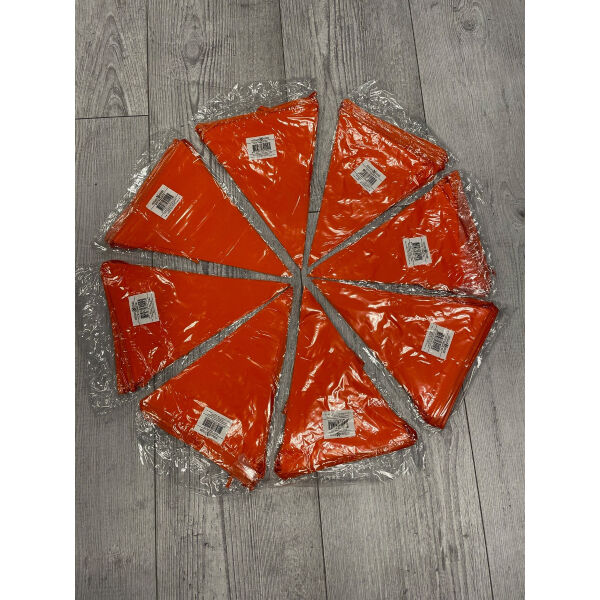 Oranje PROMO vlaggenlijn 10 meter met 18 puntvlaggen