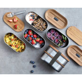 Black+Blum Stainless Steel Dubbele Bento Box, grijs