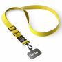 Geweven verstelbare crossbody telefoonhouder met gegraveerde metalen logoplaat