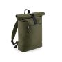 RECYCLED ROLL-TOP BACKPACK, MILITARY GREEN, One size, BAG BASE