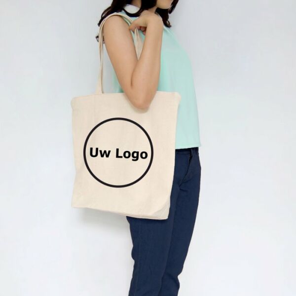 Stevige OEKO-TEX katoenen draagtas met lange hengsels Stevige OEKO-TEX katoenen draagtas met lange hengsels