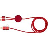 Alasia 5-in-1 150 cm datasynchronisatie- en 27 W snellaadkabel van gerecycled aluminium en plastic - Rood