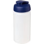 Baseline® Plus grip 500 ml sportfles met flipcapdeksel - Transparant/Blauw