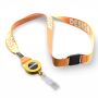 Gerecycled Polyester (rPET) sublimatie lanyard met badge reel met metalen krimp