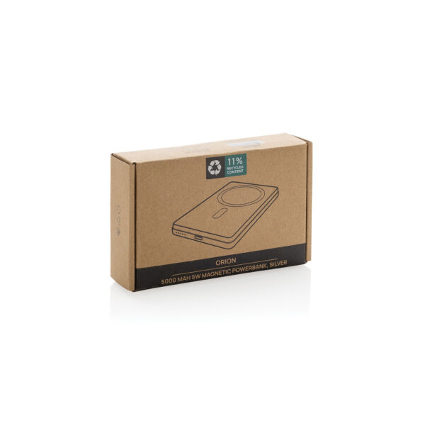 Orion RCS r-aluminium 5000 mah 5W magnetische powerbank, zilver Orion RCS r-aluminium 5000 mah 5W magnetische powerbank, zilver