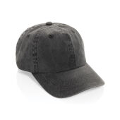 BEAU AWARE™ Washed 6 panel 270gsm cotton twill cap, zwart