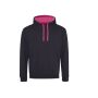 VARSITY HOODIE, JET BLACK/HOT PINK, L, JUST HOODS
