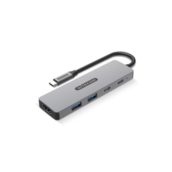 Sitecom CN-5502 5 in 1 USB-C Power Delivery Multiport Adapter - Grijs