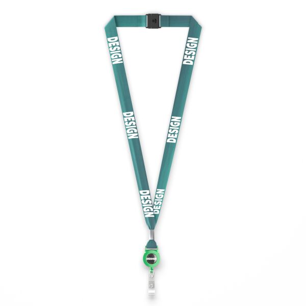 Gerecycled Polyester (rPET) sublimatie lanyard met badge reel met metalen krimp Gerecycled Polyester (rPET) sublimatie lanyard met badge reel met metalen krimp