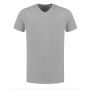 L&S T-shirt V-neck fine cotton elastane Grey H-extra longer length-2XL