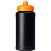 Baseline gerecyclede sportfles van 500 ml - Zwart/Oranje Baseline gerecyclede sportfles van 500 ml - Zwart/Oranje