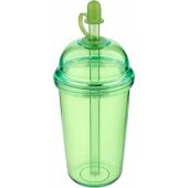 rPet Drinkbeker met rietje Glow 500 ml lichtgroen