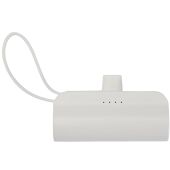 Alnair Type-C powerbank van 5000 mAh 10 W van gerecycled plastic met ingebouwde klapstandaard en 2 in 1 kabel - Wit
