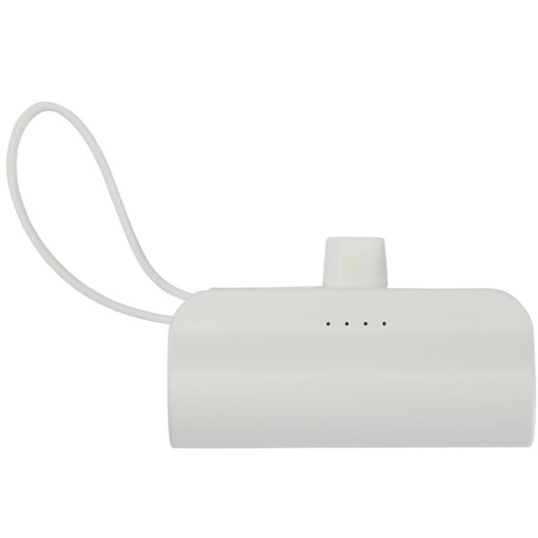 Alnair Type-C powerbank van 5000 mAh 10 W van gerecycled plastic met ingebouwde klapstandaard en 2 in 1 kabel - Wit Alnair Type-C powerbank van 5000 mAh 10 W van gerecycled plastic met ingebouwde klapstandaard en 2 in 1 kabel - Wit