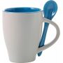 Keramische mok met lepel Eduardo lichtblauw