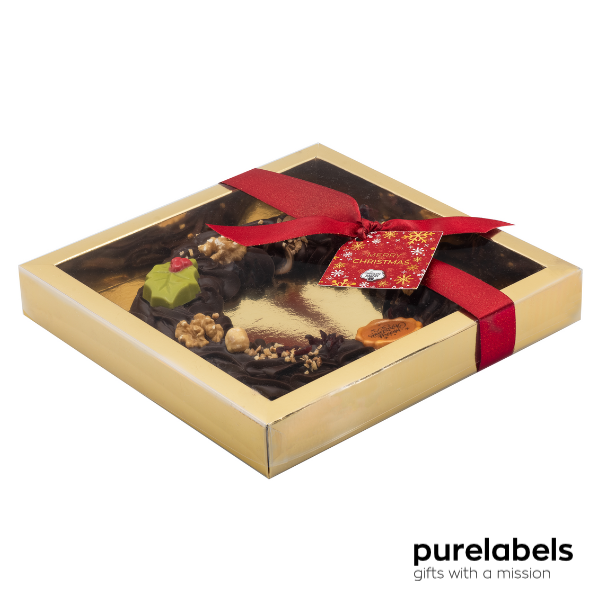Kerst chocolade puur | Kerstkrans ambachtelijk gemaakt | 350g